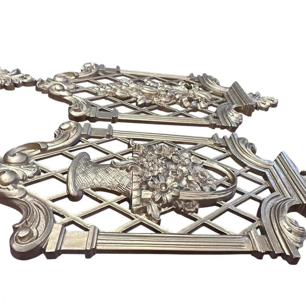 Vintage 1971 Dart Gold Wall Plaques Hollywood Regency Set of‎ 4
